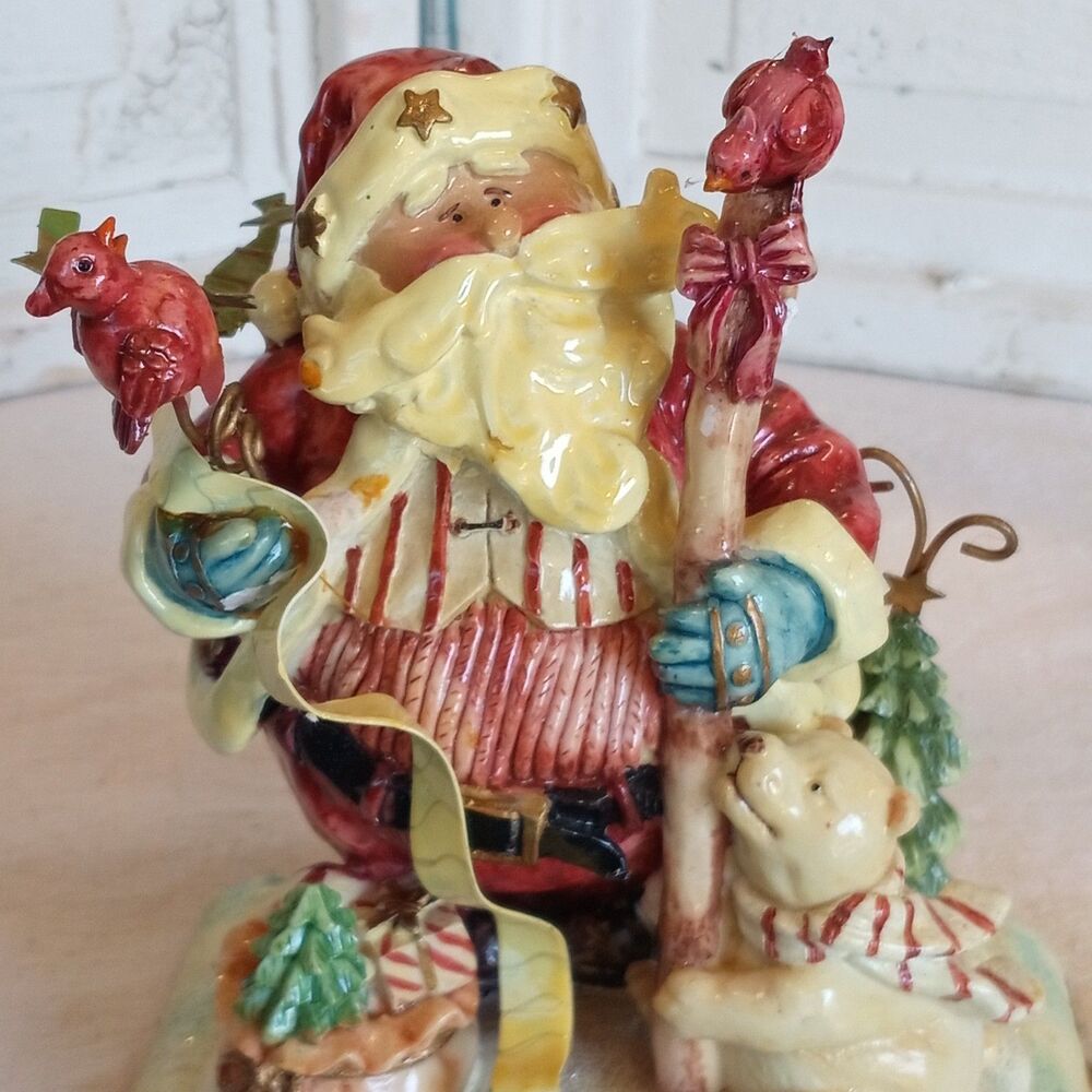Cast Iron Santa Stocking Holder Nature Bird Bear Toy Sack Extendable Hook 2003